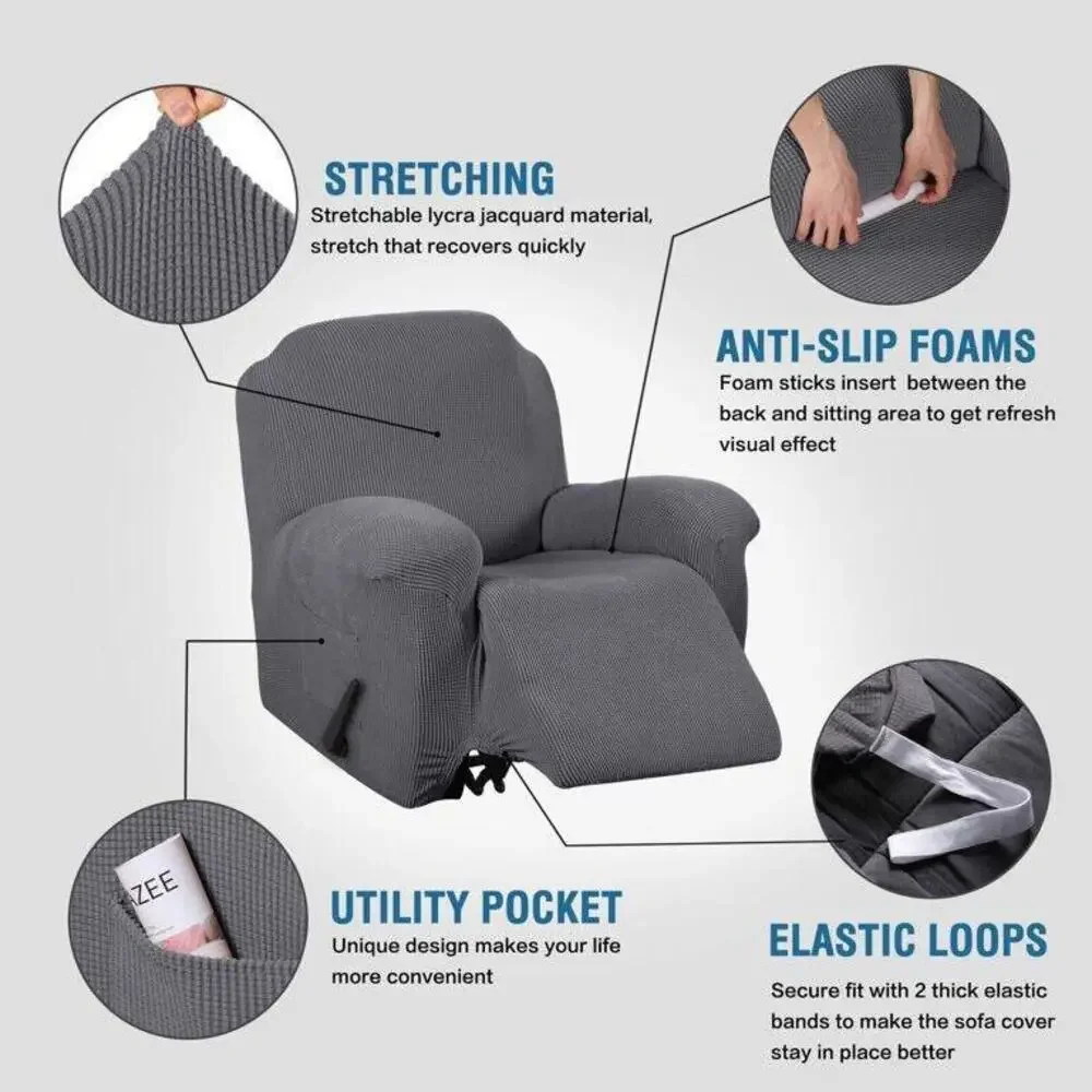 H.VERSAILTEX 2-Piece Jacquard Spandex Loveseat Stretch Slipcover, Charcoal Gray